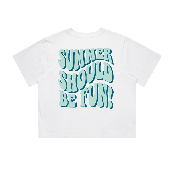 Summer Should Be Fun Crop Tee - Seafoam